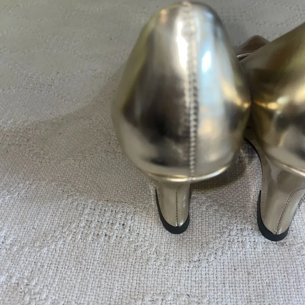 J. Crew Italy Women’s Wedge Heels Size 6 M Gold Metallic Going Out Party Fun